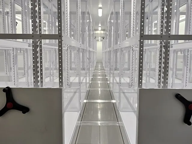 Estanterías móviles blancas de gran altura